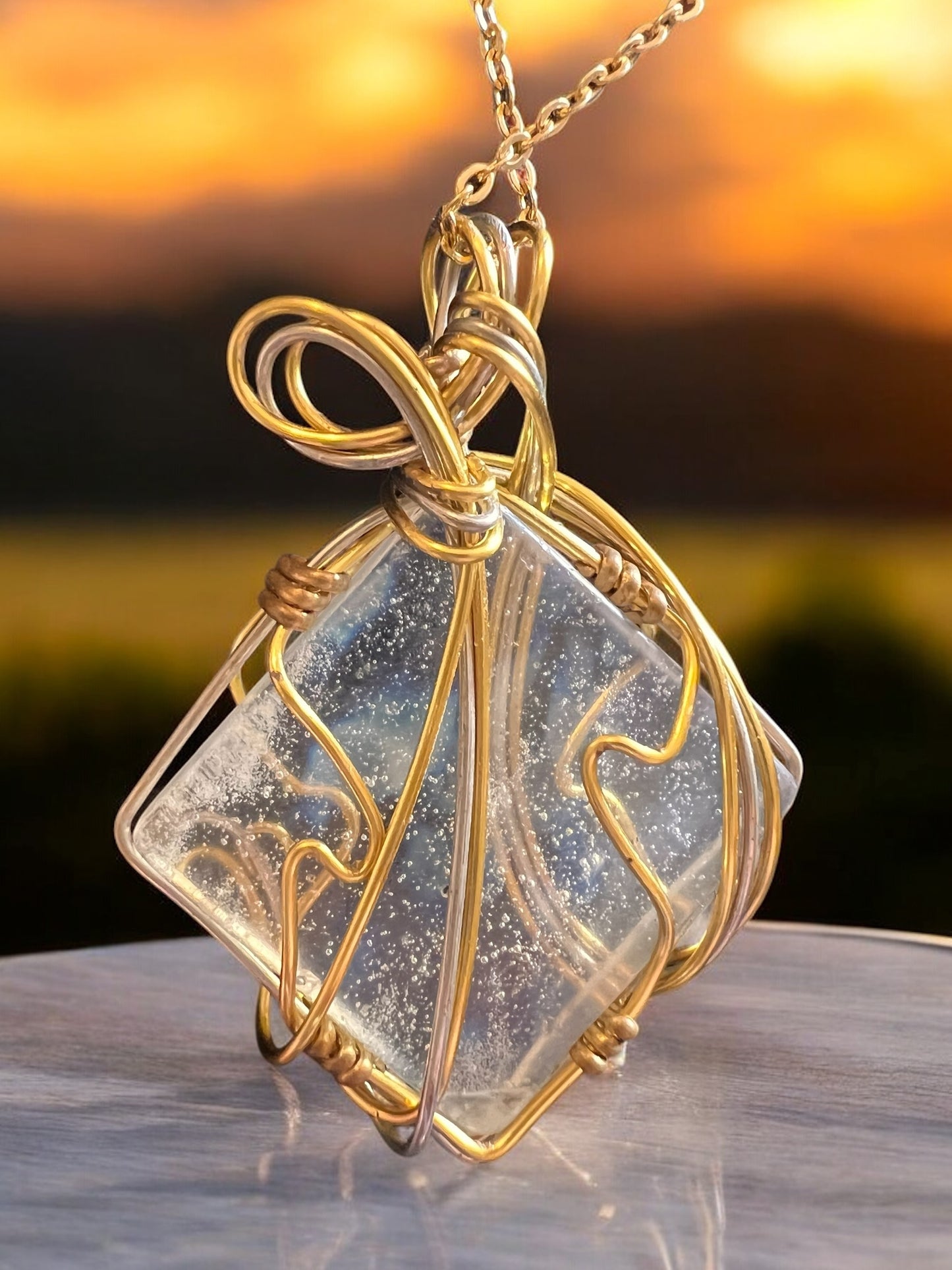 Wire Wrapped Pineapple Stone Necklace
