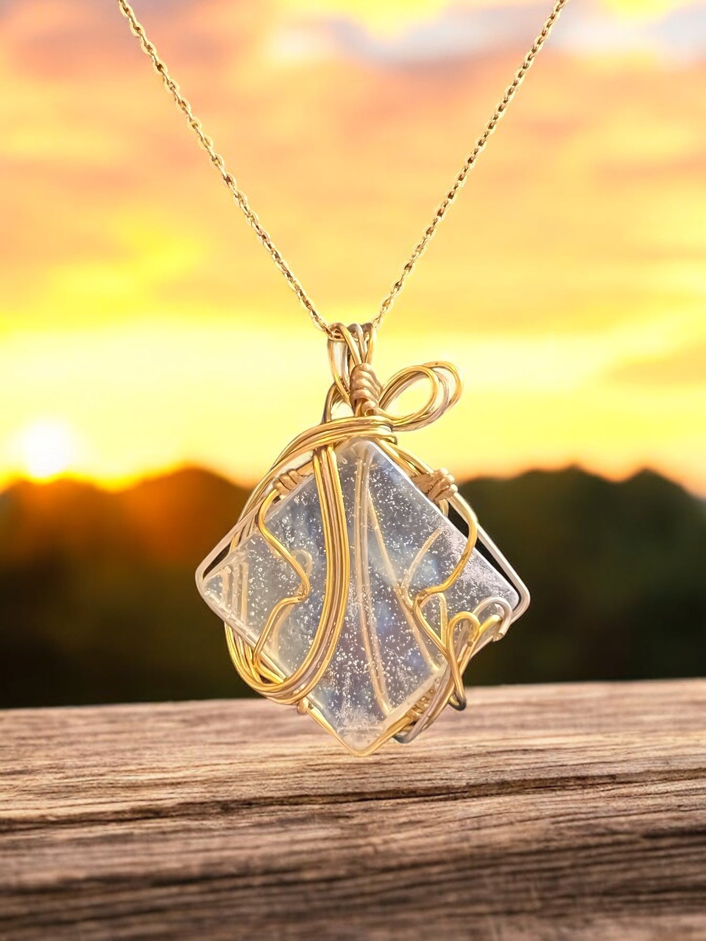 Wire Wrapped Pineapple Stone Necklace