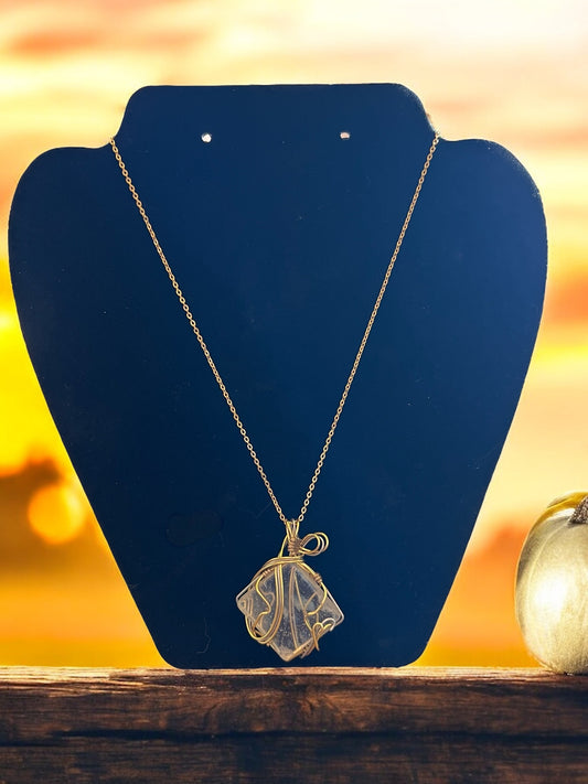 Wire Wrapped Pineapple Stone Necklace