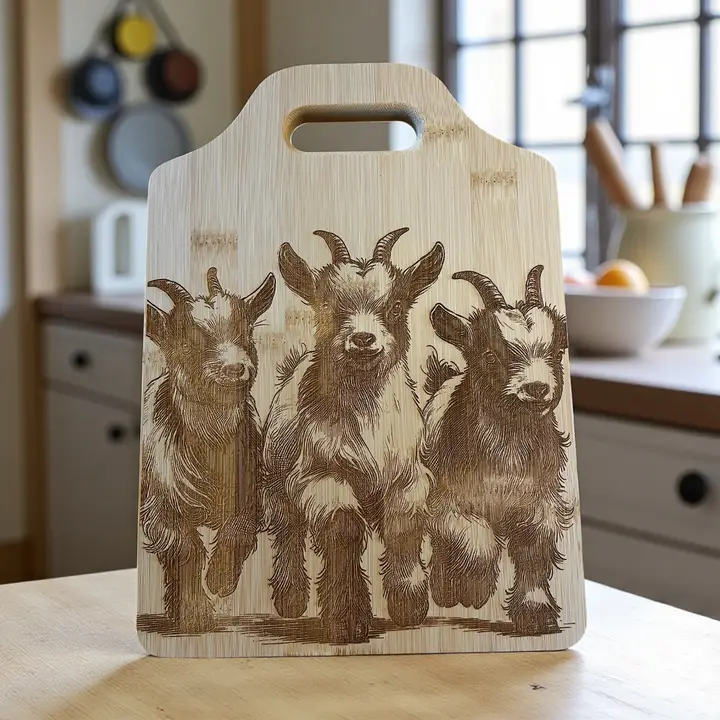 Goat Design Bamboo Cutting Board