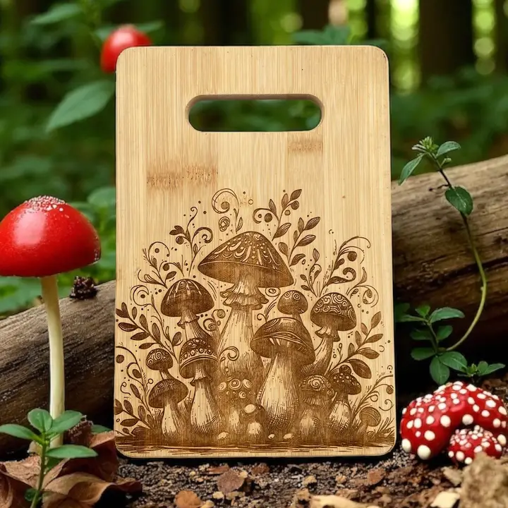 Mushroom Design Bamboo Cutting Board