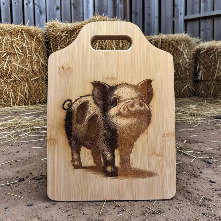 Adorable Pig Bamboo Cutting Board